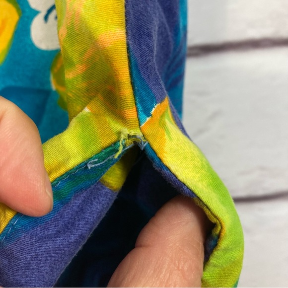 Vintage Sears 100% Cotton Bright Floral Dress SZ S Blue Yellow Cover-Up Zips - Picture 10 of 12